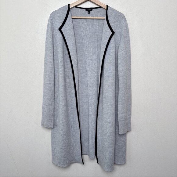 Talbots Womens Large Long Line Tipped Merino Blend Sweater Jacket - Picture 4 of 14